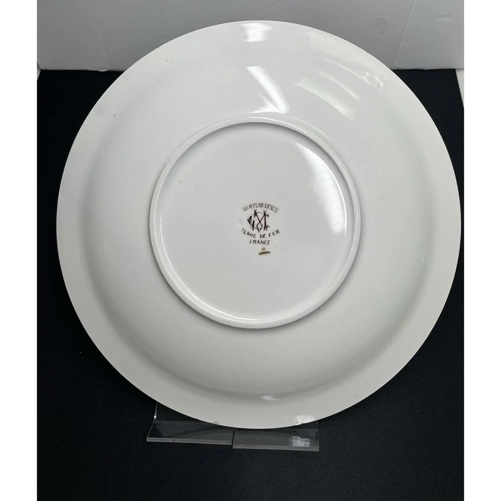 Antique 1880s French Terre de Fer Porcelain No. 4 Signed & Marked Plate See Desc